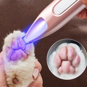 Resim USB Şarj Edilebilir Evcil Hayvan Bakım Seti - Kediler & Köpekler için Dahili Işıklı Kablosuz Elektrikli Tıraş Makinesi, Mini Ayak Parmak Düzeltici Dahil 