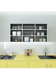 Resim Kenzlife hazır mutfak hortus22 gri 060*120*22 banyo dolabı raflı kapaksız arkalıklı 