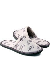 Resim Chochili Erkek Beyaz Bisiklet Desenli Yumuşak Tabanlı Ev Terlik 