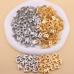 Resim 160 Adet 9*12mm Altın Gümüş Plastik Boş Harfli Aralayıcı Boncuk, Kadın Erkek DIY Takı Yapımı, Anahtarlık Bileklik Kolye Küpe Aksesuar Dekorasyonu 