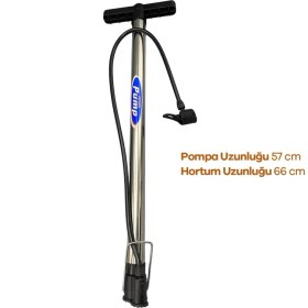 Resim Heugers 57 cm Alüminyum Elektrikli Bisiklet & Motosiklet Pompası — Tüm Sibop Tipleri Uyumlu 