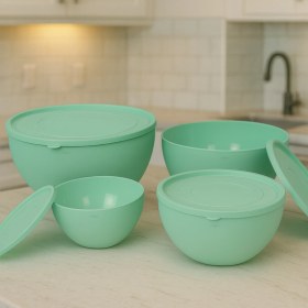 Resim Melkan Home Kapaklı 4’lü Kase Seti – Erzak Saklama Kabı - Hava Geçirmez, Bpa Içermez, Çok Amaçlı Saklama Kapları 