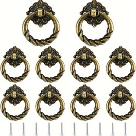 Resim 10 Adet Vintage Antika Pirinç Dolap Kolları - Rustik Düğümlü Tasarım 3.0 cm Çapı Demir Çekmece Kulpları Vidalı, Yağlanmış Yüzey Kaplama Mobilya Restorasyonu için Donanım, Dolaplar, Komodinler ve Ev Dekoru, Dolap Yenileme | Detaylı İşçilik, Dolap Kulpları ve Çekmeceleri 