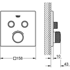 Resim Grohe Grohtherm Smartcontrol Çift Valfli Akış Kontrollü, Ankastre Termostatik Duş Bataryası - 29124d 