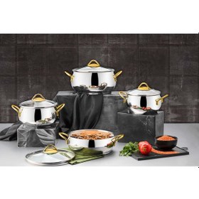 Resim Evimsaray Şevval 8 Parça Tencere Seti Gold 