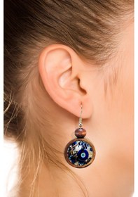 Resim Tahtakolik Nazar Boncuğu Ahşap Küpe Kahverengi 