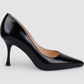 Resim %100 Hakiki Deri Siyah Rugan Kadın Stiletto Siyah 