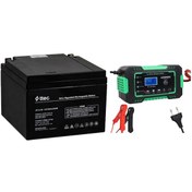 Resim Ttec 12 Volt 26 Amper Akü Ve Ucomen 6 Amper Şarj Aleti 