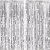 Resim Mena Rise Gümüş Folyo Püsküllü Parti Duvar Perdesi, Parlak Dekor Süslemesi, 1x2 Metre OruçStore 115903 