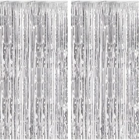 Resim Mena Rise FikirShop Gümüş Folyo Püsküllü Parti Duvar Perdesi, Parlak Dekor Süslemesi, 1x2 Metre 103219 