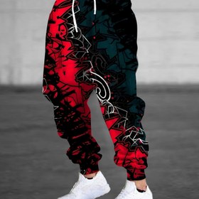 Resim Lifestyle Flex, Erkekler için Şık 3D Grafiti Baskılı Eşofman Altı, İpli & Cepli - Her Mevsim için Rahat Polyester Günlük Eşofman Altı 