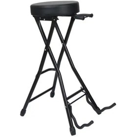 Resim HBK MA81 Standlı Gitar Sehpa ve Taburesi | Müzisyenler İçin Hem Oturma Alanı Hem Gitar Standı Sunan İnovatif ve Konforlu Tasarım 