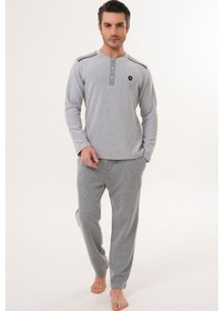 Resim Mecit Pijama Mecit 2998 Gri Selanik Kumaş Kışlık Erkek Pijama Takımı Gri 