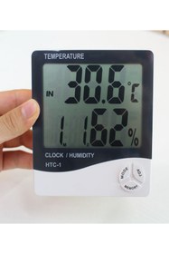 Resim biyeniliklazim Isı Nem Saat Alarm Mini Dijital Termometre Nem Ölçer 