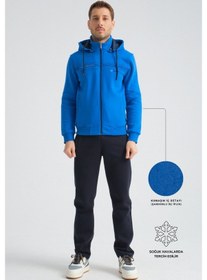 Resim Shooter Sportswear Shooter Erkek Premium Kışlık Eşofman Takımı Regular Kapüşonlu Saks Mavi 