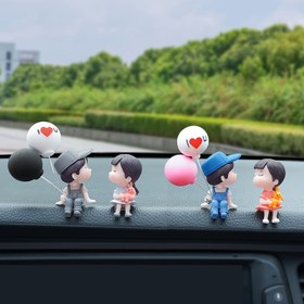 Resim Araba Dekorasyonu Sevimli Karikatür Çiftler Eylem Figürleri Balon Süsü Otomatik İç Dashboard Aksesuarları Araba Aksesuarları Kızlar İçin Hediyeler 