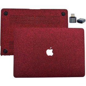 Resim Apple Uyumlu MacBook Air 13 Kılıf Simli Parlak Vinil Sert Hard Case Tpu Taban İnce Hafif A2337 A2179 A1932 Bordo 