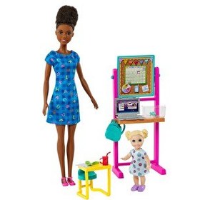 Resim Barbie Meslekleri Siyah Saçlı Öğretmen Oyun Seti HCN20 