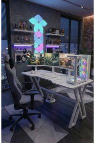 Resim XMAX 140X70 CM NEXAR Oyuncu Masası - Beyaz MDF Bilgisayar ve Gaming Masa 