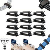 Resim STOREMAX 12 Adet Kablo Düzenleyici Klips Seti Yapışkanlı Kablo Kanalı Organizer Masa Ofis Kablo Toplayıcı (Si 