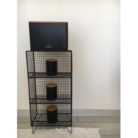 Resim Go Dekor Çok Amaçlı 3 Gözlü Sebzelik ve Meyvelik Grid, Kafes Metal Tel Raf 