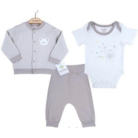 Resim 3-12 Ay Erkek Bebek Takımı Çizgili Bear Hırkalı Gri Gri 