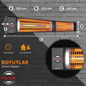 Resim Mirkraft Square 2800 Watt Elektrikli Isıtıcı, IP45, LED Gösterge, Uzaktan Kumandalı Duvar Isıtıcısı 