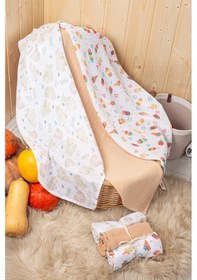 Resim Luckka 3'lü Çok Amaçlı Müslin Örtü Seti - 75x75 Cm - Ztc200 Bej Bej 