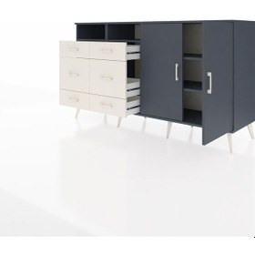 Resim Kronos Konsol 4 Raflı 6 Çekmeceli 2 Kapaklı 176x59x99 Antrasit-antrasit/aytaşı Antrasıt/aytası - Antrasıt 