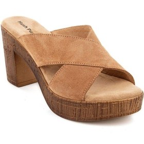 Resim Hush Puppies Bala 624239 Hakiki Deri Kadın Terlik Sand Kum 