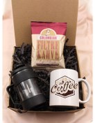 Resim Coffe Tasarım Kupa & French Press & Colombian Taze Filtre Kahve H 