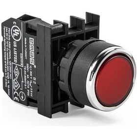 Resim Emas B200dk B Serisi Plastik 1nc Yaylı Düz Kırmızı 22 Mm Buton 