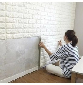 Resim 3D Tuğla Desenli Kendinden Yapışkanlı Duvar Paneli 58X38 cm 