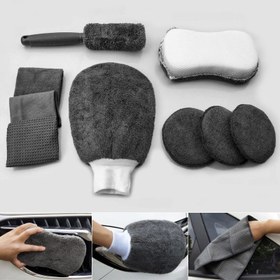 Resim 9 adet Evrensel Araba Temizleme Seti - Elde Taşınabilir Fırça, Süngerler ve Otomatik, Motosiklet ve Ev Kullanımı için Temizleme Araçları - Polyester Fiber, Pil Gerektirmez, Araba Bakım Aksesuarları|Canlı Temizleme Seti|Yumuşak Fiber Malzemeler, Araba Yıkama Aksesuarları 