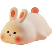 Resim Gece Lambası Silikon Büyük Yüz Tavşan Musluk Usb Şarj Edilebilir Kısılabilir Zamanlayıcı İle Yumuşak Göz Koruyucu Led Gece Lambası Beyaz 