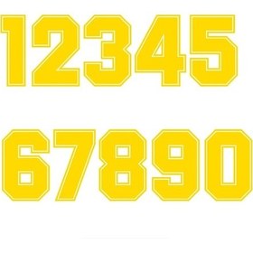 Resim A1111 Sarı-yükseklik 50 Cm-numara 1-a1111 Rakamlar 0 1 2 3 4 5 6 7 8 9 Yarış Numarası Kask Yarış Vinil ları Aks 