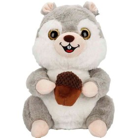 Resim Peluş Sincap Fındık Tutan Sincap 30 Cm - Uyku Ve Oyun Arkadaşı Peluş Oyuncak - Gri Çok Renkli 