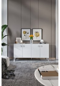 Resim ZEUGMA KONSOL MDF MEBRAN KAPAK BEYAZ GÜMÜŞ 