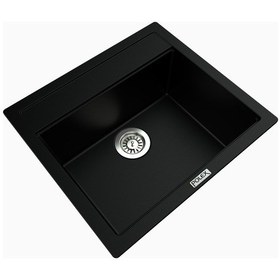 Resim Polex Cristalüx Granit Evye P-08 Siyah Tezgah Altı Ve Tezgah Üstü Kare Mutfak Evyesi 55.5x50 CM 