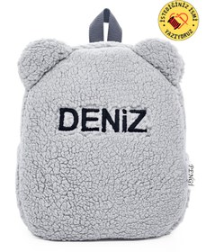 Resim PENGİ [ İSTEDİĞİNİZ İSMİ NAKIŞLA YAZIYORUZ ] Teddy Gri 0-8 Yaş Çocuk Sırt Çantası, kreş Çantası -Anaokulu 