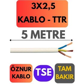 Resim Öznur 3x2,5 Ttr Kablo Metre Seçenekli Beyaz - 5 Metre 