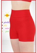 Resim Kadın Kırmızı Yüksek Bel Toparlayıcı İç Göstermeyen Boxer Şort Deniz, Havuz & Günlük Kullanım İçin Kırmızı 