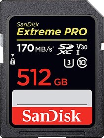 Resim SanDisk 512GB Extreme PRO UHS-I SDXC 170MB/s V30 Hafıza Kartı 