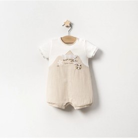 Resim Lamato Baby Yazlık Yelken Nakışlı İpli Bebe Erkek Tulum Bej 