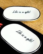 Resim Tabak Evi Motto Gift Kayık Tabak 2'li 18x11x2 CM 