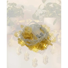 Resim Teknodayım Pilli Ramazan Işıkları Altın Renk Fener Figürlü LED Süsleme 