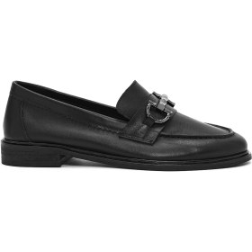 Resim Derimod Kadın Siyah Tokalı Deri Maskülen Loafer 26PFD150718 