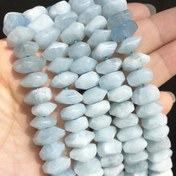 Resim Düzensiz Mavi Akvamarin Taş Boncuklar Doğal Özel Kesim Gerçek Gevşek Boncuklar Takı DIY Yapımı Bilezik Süsleri için 19.05cm 