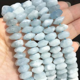 Resim Düzensiz Mavi Akvamarin Taş Boncuklar Doğal Özel Kesim Gerçek Gevşek Boncuklar Takı DIY Yapımı Bilezik Süsleri için 19.05cm 