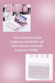 Resim Qpen Samsung Galaxy X800 Tab S8 Plus ile Uyumlu 12.4 inç Klavyeli Tablet Kılıf Pembe 